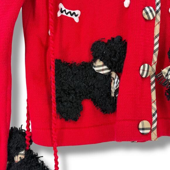 Jack B Quick Fuzzy Scotty Dog Knit Cardigan Sweater Size Medium Coin Purse - Picture 2 of 10